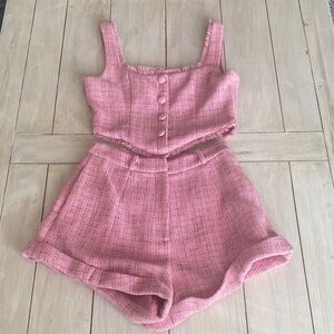 LPA Pink Tan Tweed Tank & Shorts Set Small